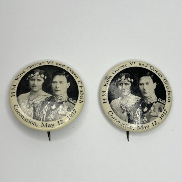 George VI Queen Elizabeth Crowned 1937 Coronation Pin Pinback Badge England - Picture 1 of 2